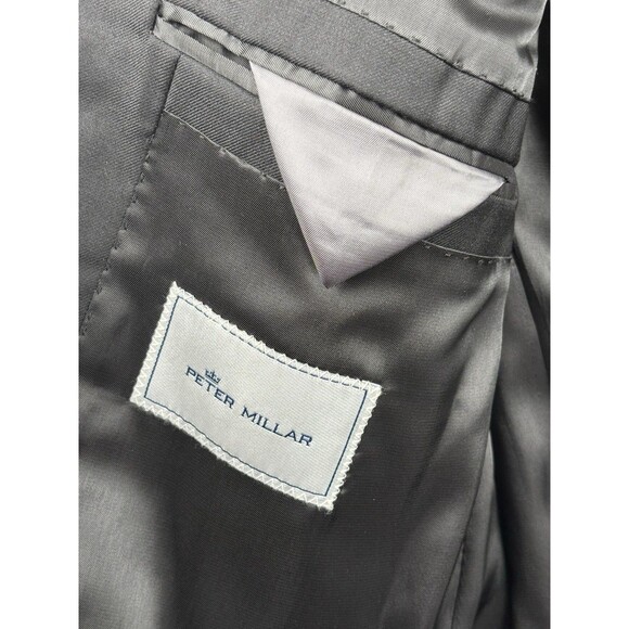 Peter Millar Suit Jacket Sport Coat Blazer 44T Solid Black 100% Wool - Very Nice - Picture 4 of 9